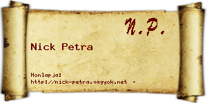 Nick Petra névjegykártya